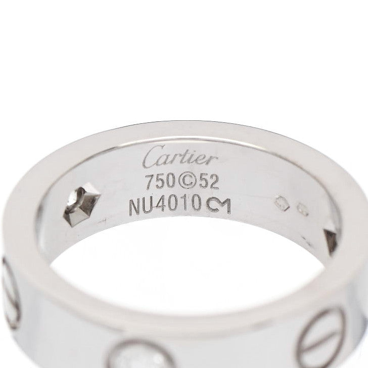 Cartier 18K White Gold 3 Diamond 5.5mm LOVE Ring 52 6 5 of 5