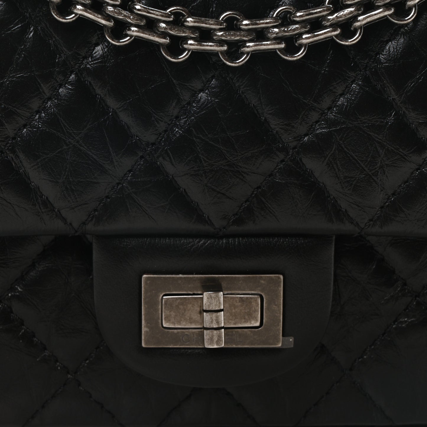 Aged Calfskin Quilted 2.55 Reissue 225 Flap Black