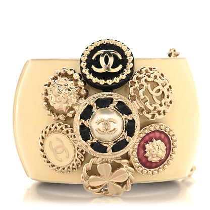 Chanel Resin Pearl Gripoix Charms CC Wide Cuff Gold 1 of 5