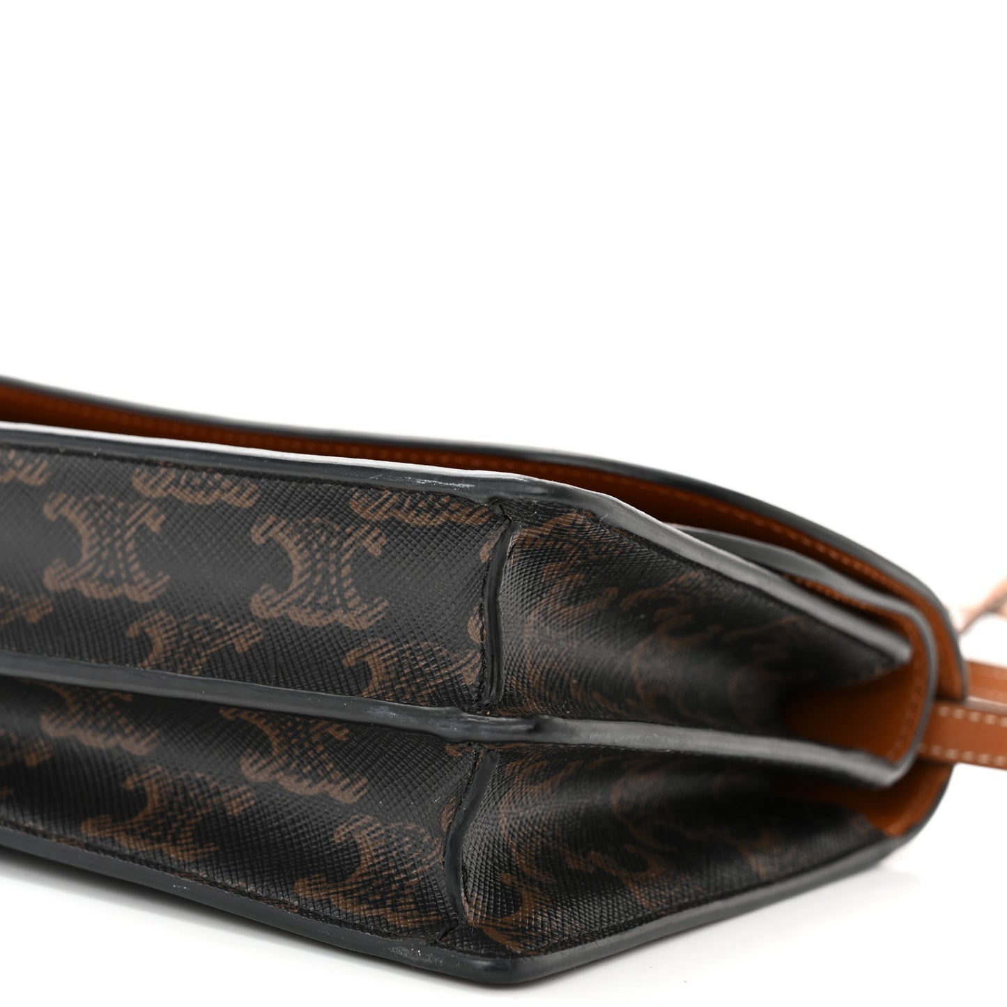 Triomphe Canvas Lambskin Wallet On Strap Tan
