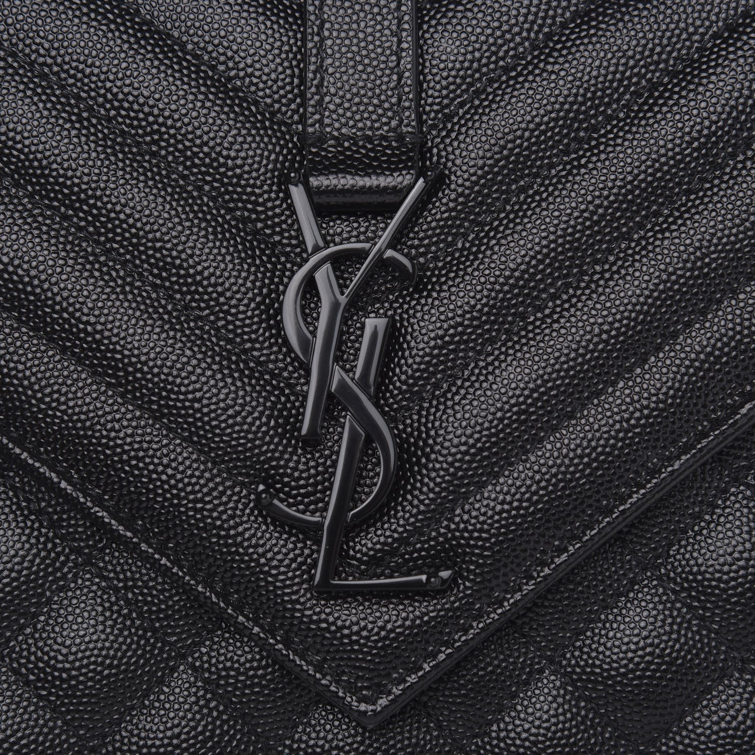Saint Laurent Grain De Poudre Textured Mixed Matelasse Triquilt Medium Monogram Satchel Black 8 of 10