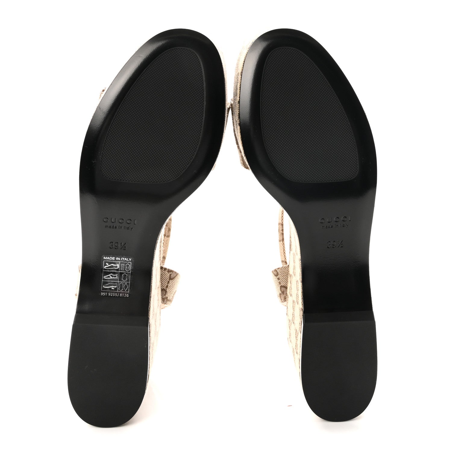 Gucci Monogram Nappa Chalotte Horsebit Ankle Strap 75mm Flatform Sandals 39.5 Beige Ebony 6 of 9