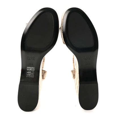 Gucci Monogram Nappa Chalotte Horsebit Ankle Strap 75mm Flatform Sandals 39.5 Beige Ebony 6 of 9