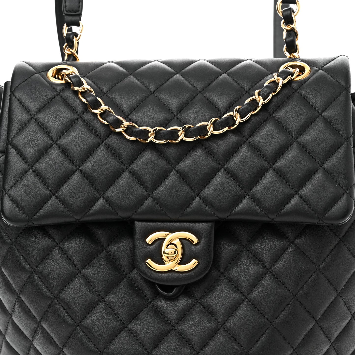 Lambskin Quilted Large Urban Spirit Backpack Black