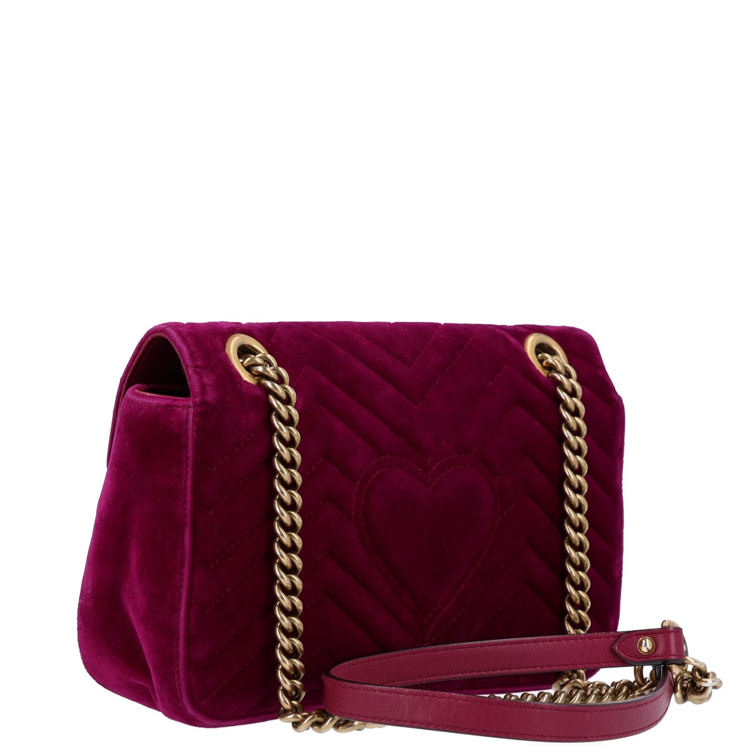 Gucci Velvet Matelasse Medium GG Marmont Shoulder Bag Fuchsia Violet Cyclamen 3 of 11