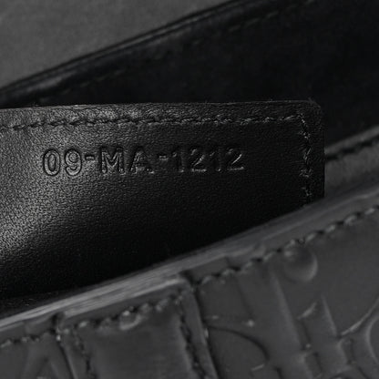 Christian Dior Calfskin Embossed Oblique Saddle Bag With Strap Black 7 of 12