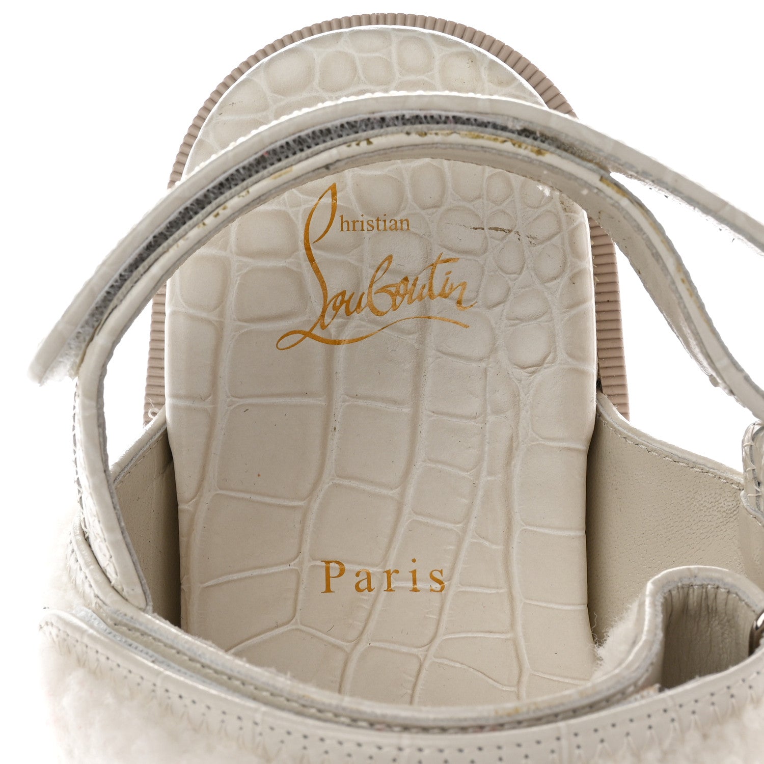 Christian Louboutin Shearling Lock Sandals 40.5 White 6 of 16