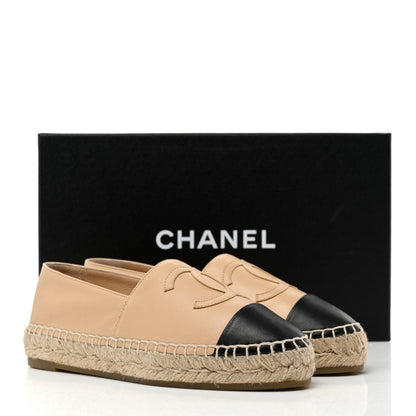 Chanel Lambskin CC Espadrilles 35 Beige Black 9 of 9