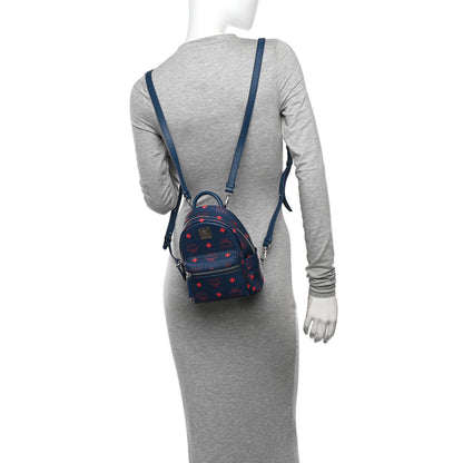 MCM Visetos X-Mini Stark Bebe Boo Backpack Deep Blue Sea 2 of 10