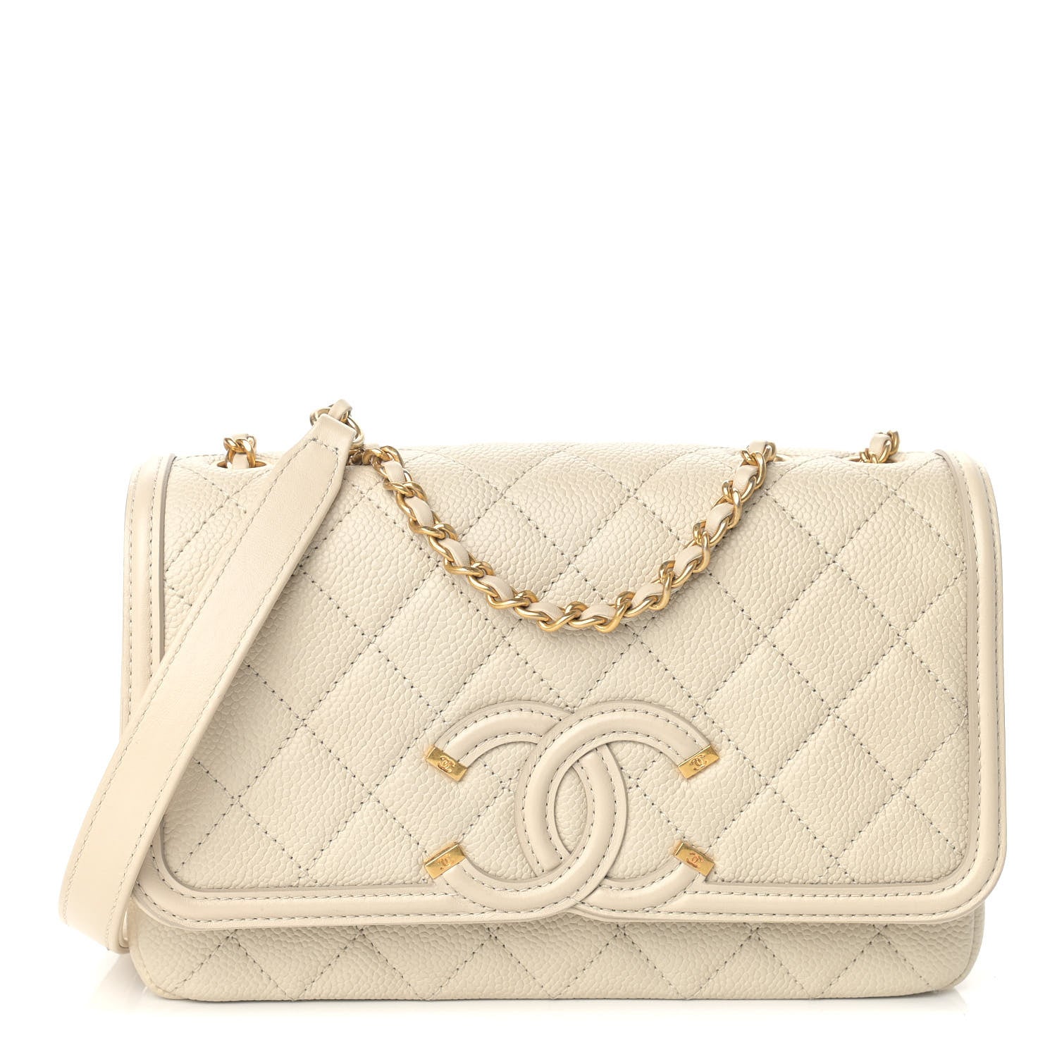 Chanel Caviar Quilted Small CC Filigree Flap Light Beige 1 of 9