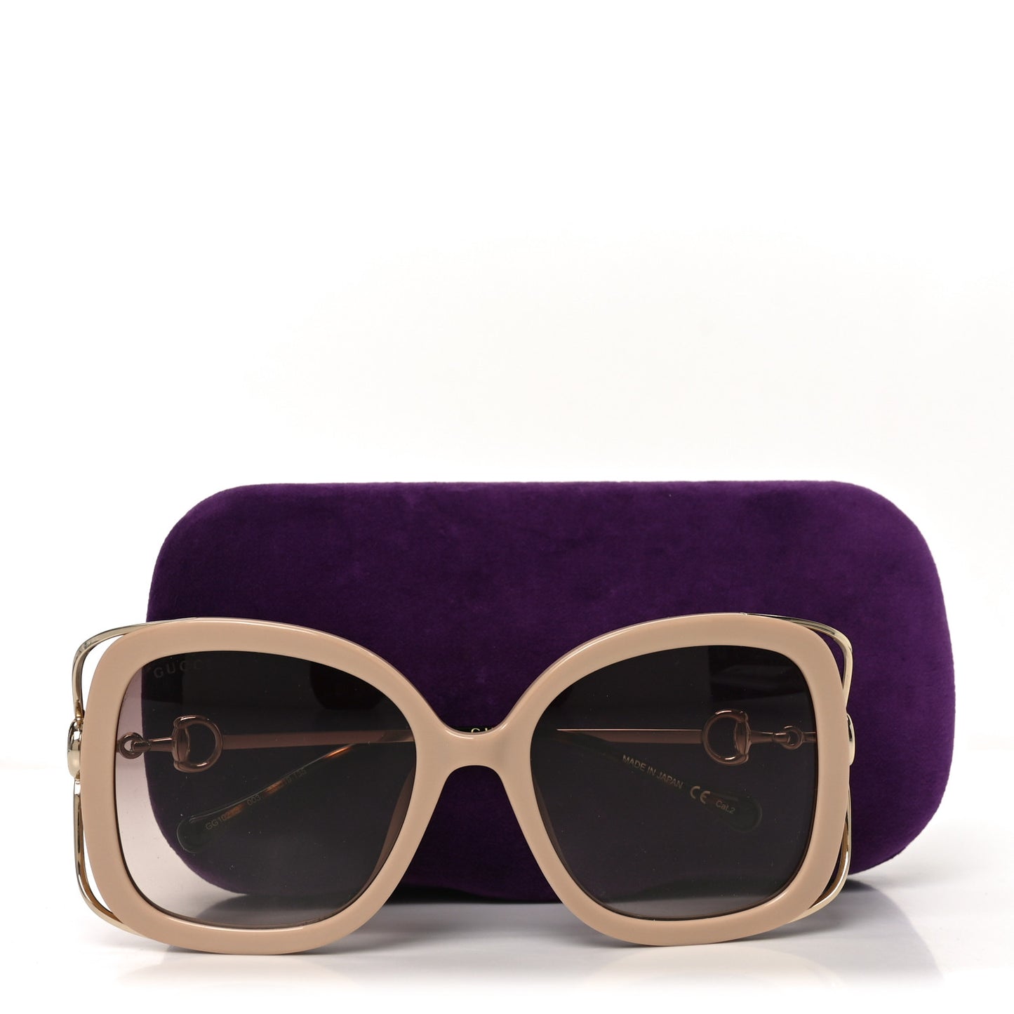 Acetate Horsebit Square Frame Sunglasses GG1021S Pink Tortoise