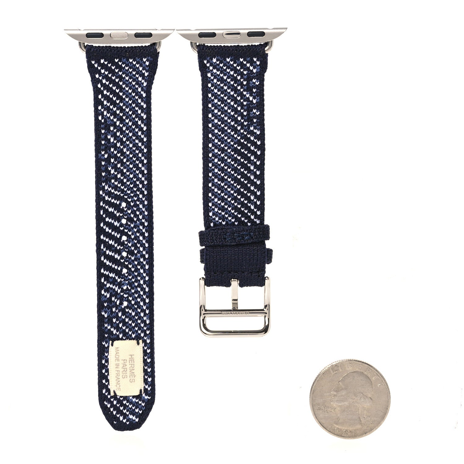Hermes Nylon Weave Faubourg Apple Watch Single Tour Band Bleu Nuit 4 of 12