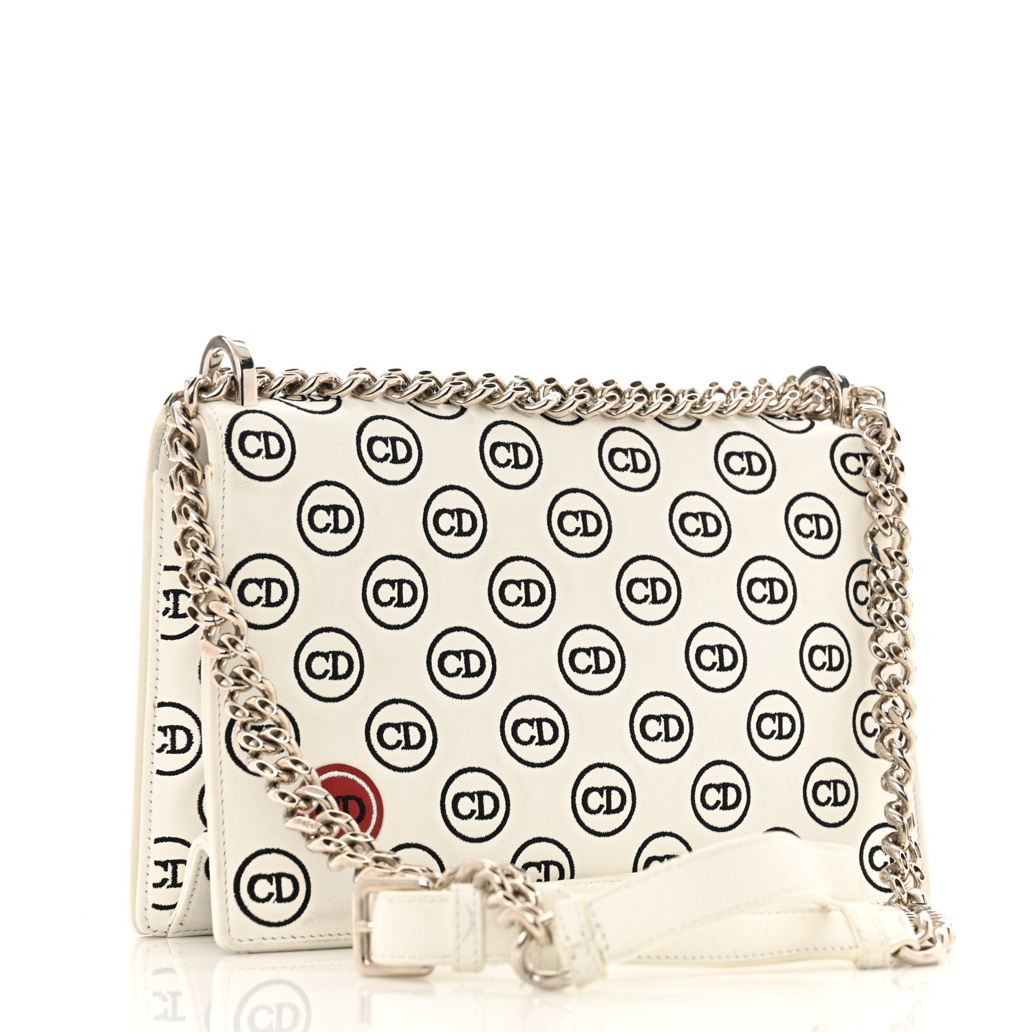 Christian Dior Calfskin Printed Medium Diorama Flap Bag White 3 of 14