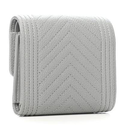 Chanel Caviar Chevron Quilted Boy Compact Wallet Grey 3 of 8