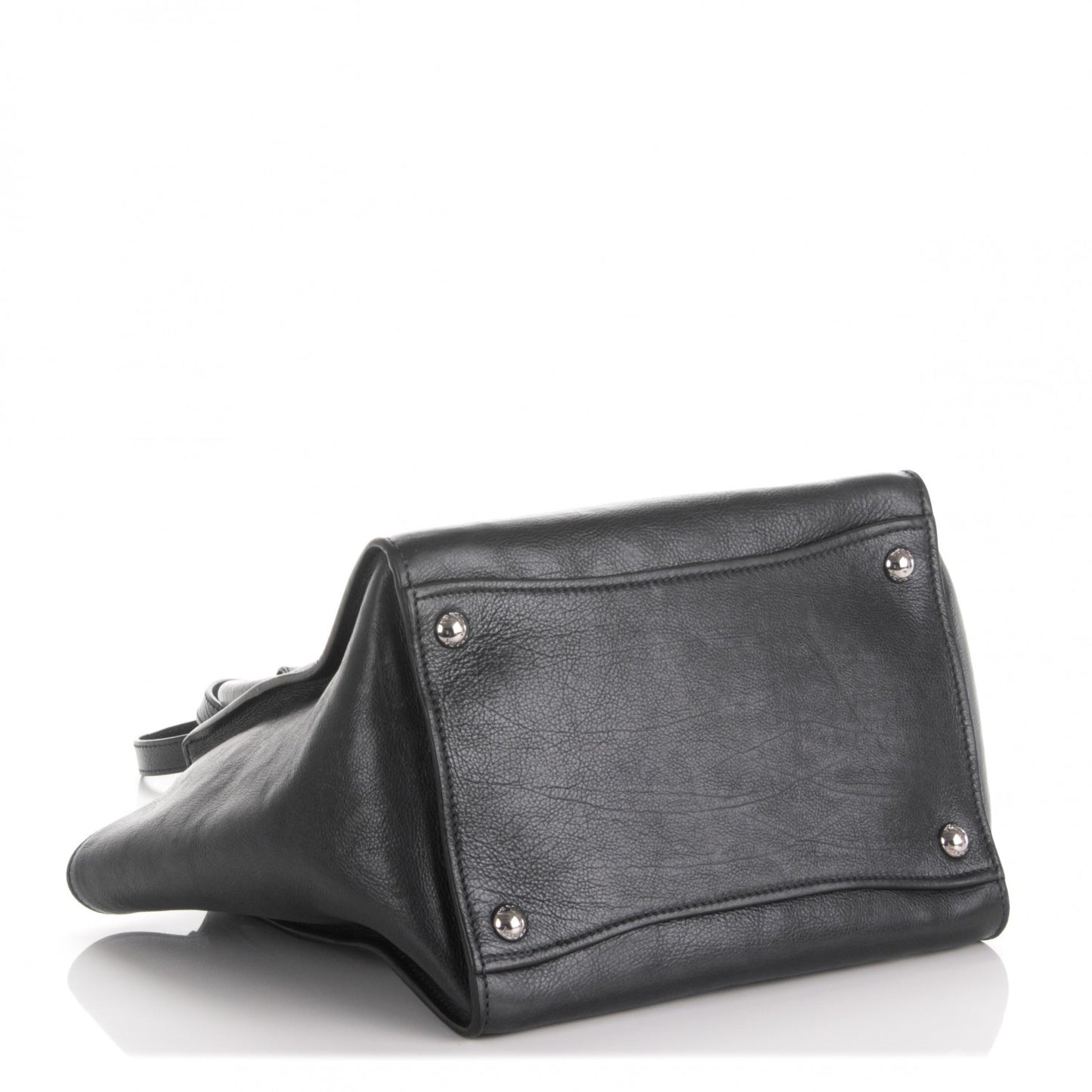 Glace Calf Small Twin Pocket Tote Nero Black