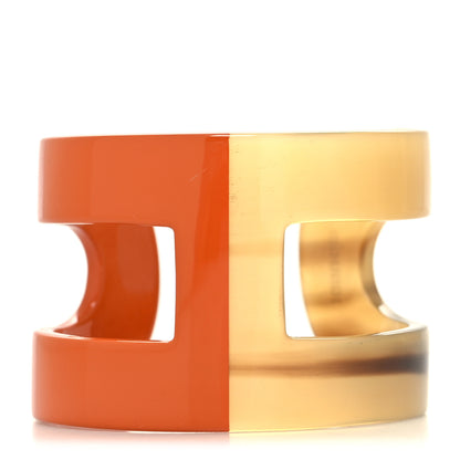 Hermes Buffalo Horn Lacquer Ano H Cuff Orange 1 of 4