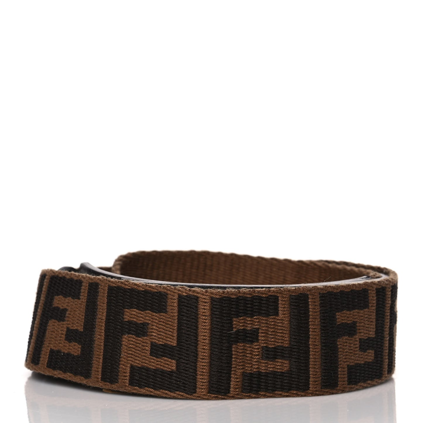 Ribbon Vitello Century FF 1974 Flat Studded Strap You Fango Marrone Ebano
