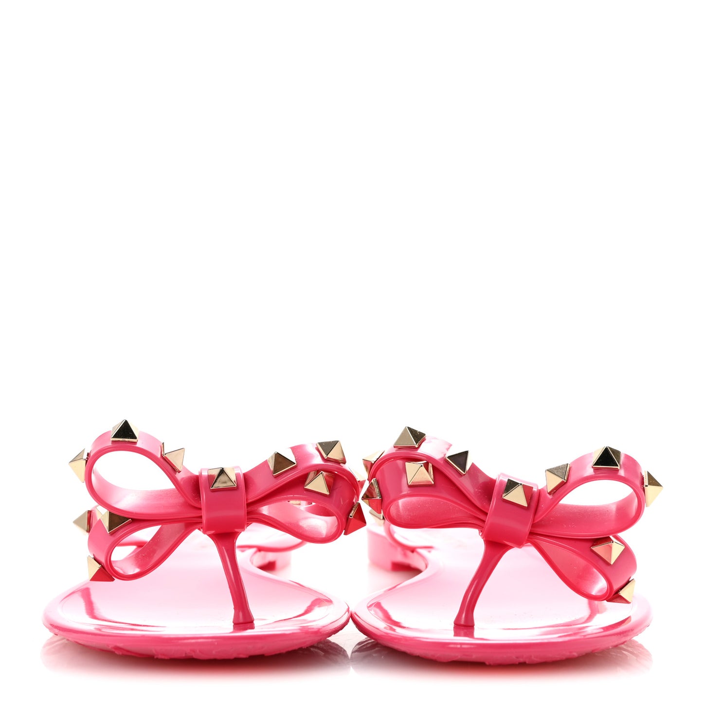 PVC Jelly Rockstud Bow Thong Sandals 38 Shadow Pink