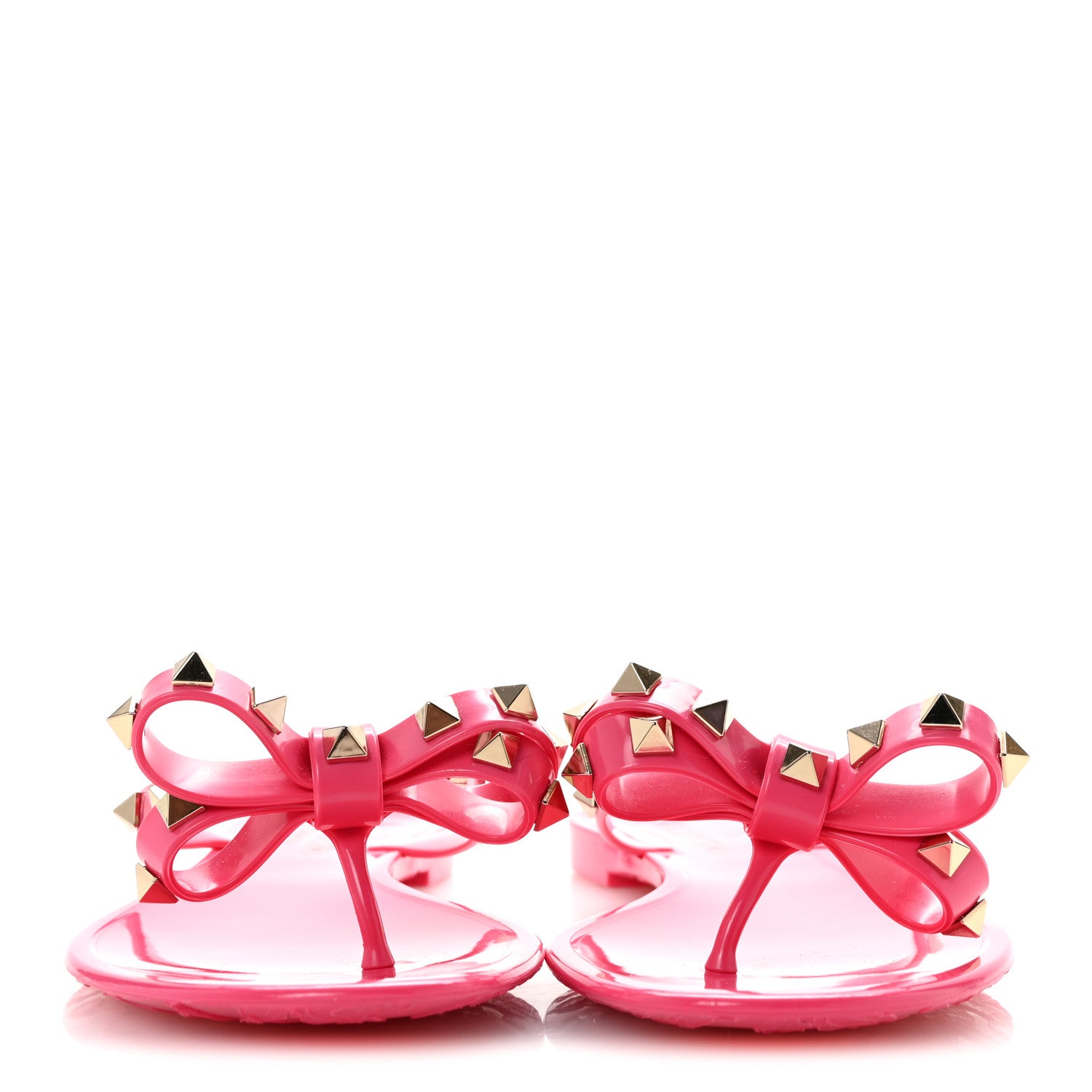 Valentino Garavani PVC Jelly Rockstud Bow Thong Sandals 38 Shadow Pink 3 of 10