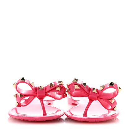 Valentino Garavani PVC Jelly Rockstud Bow Thong Sandals 38 Shadow Pink 3 of 10