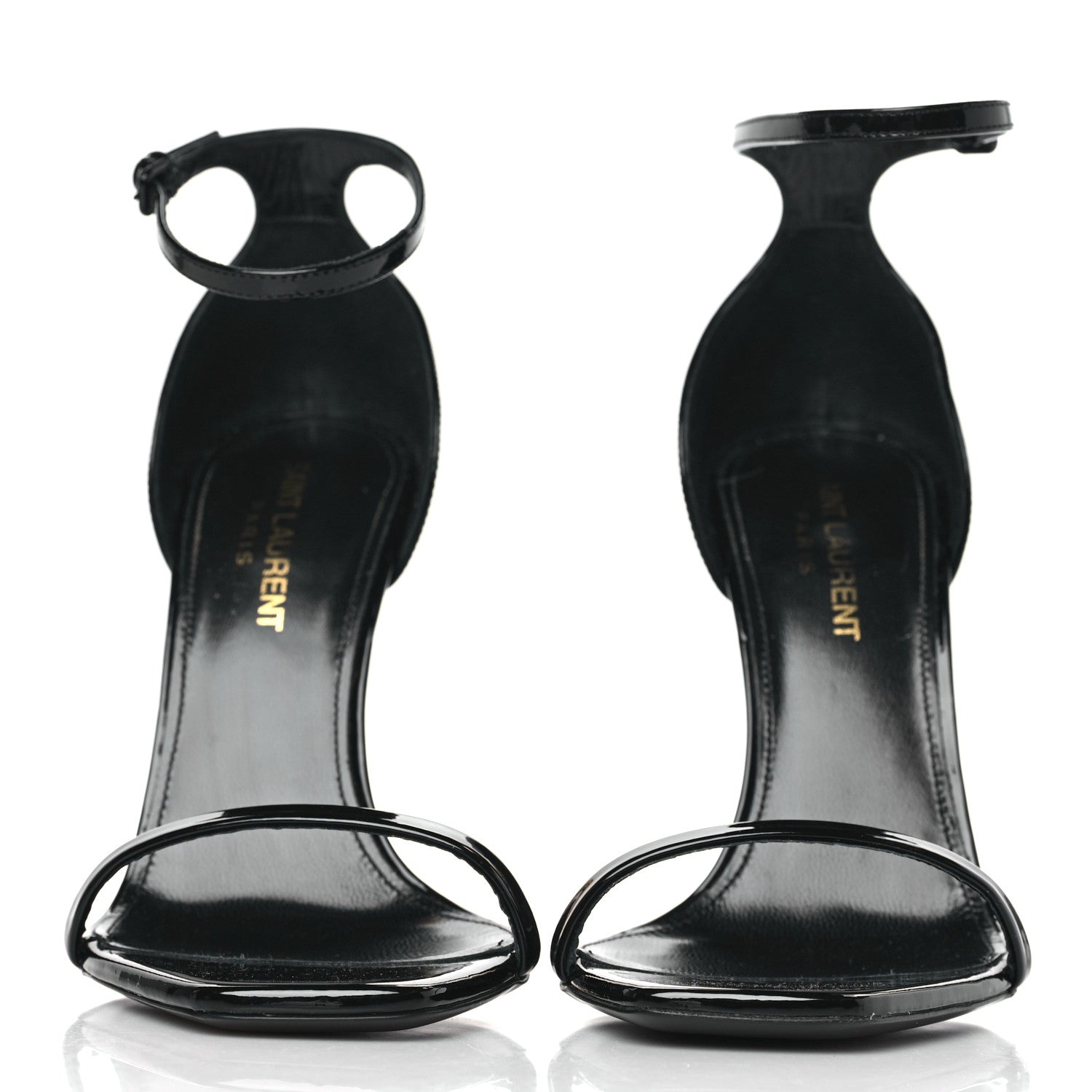 Saint Laurent Patent Calfskin Opyum 110 Sandals 37 Black Gold 2 of 10