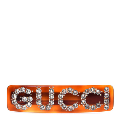 Gucci Resin Crystal Single Hair Barrette Tortoiseshell 1 of 6