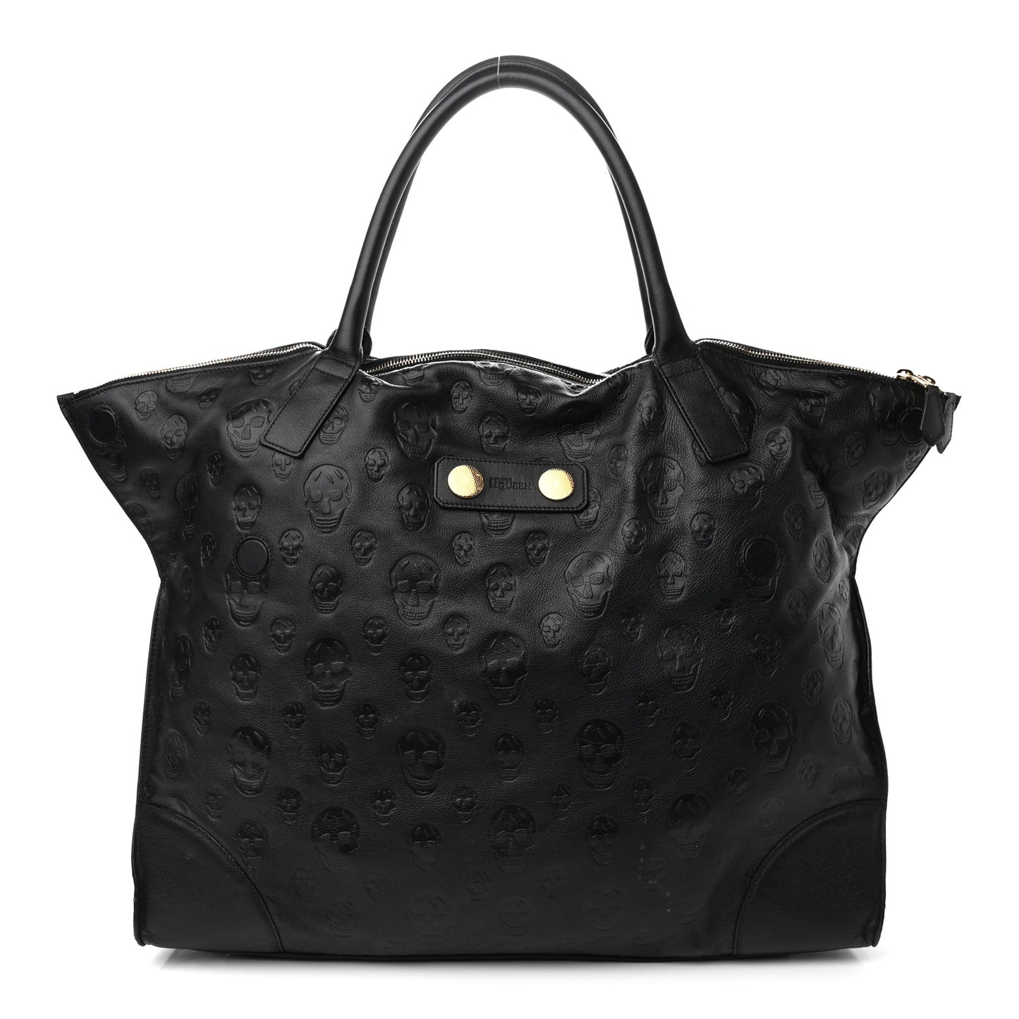 Calfskin Skull Embossed De Manta Tote Black