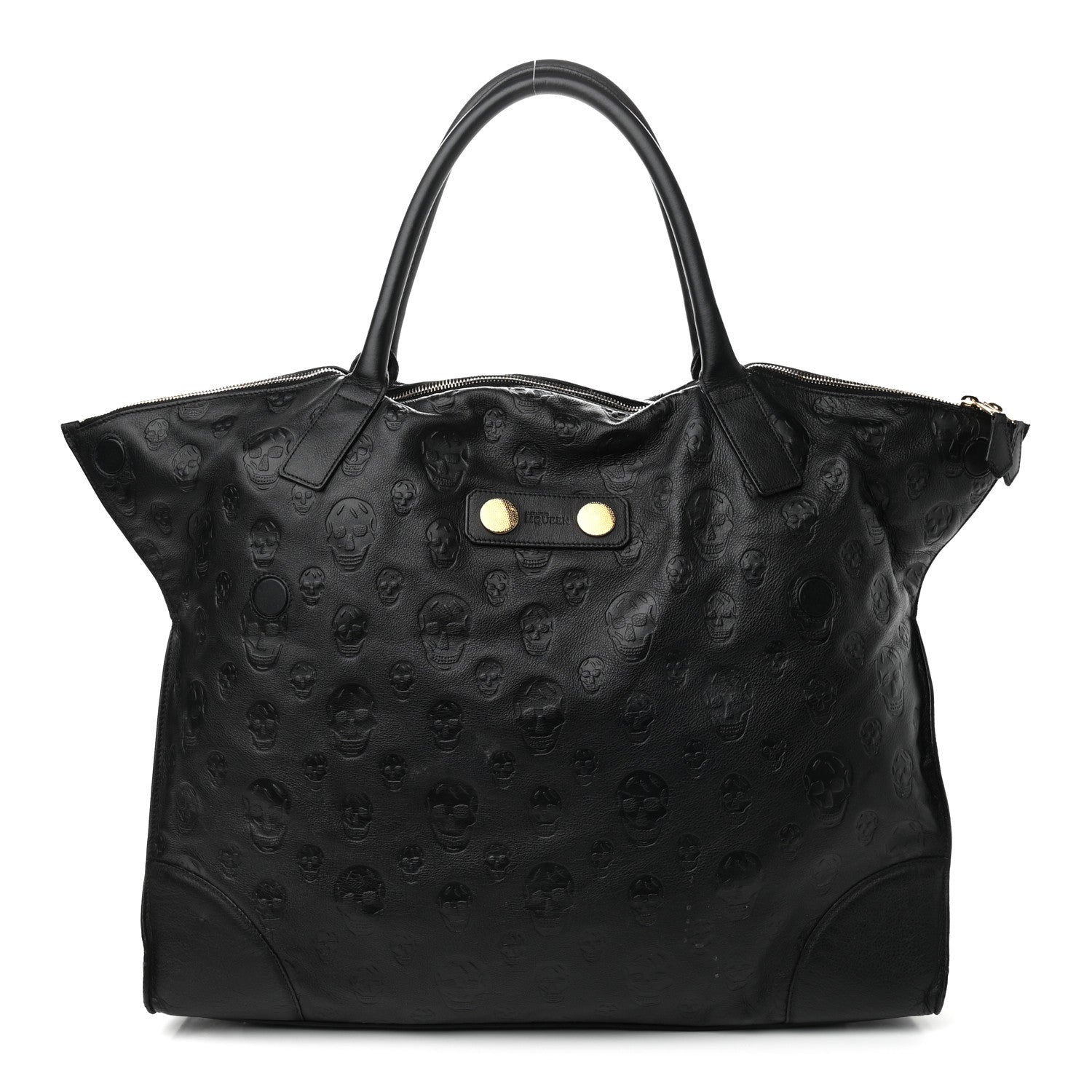 Alexander McQueen Calfskin Skull Embossed De Manta Tote Black 1 of 9
