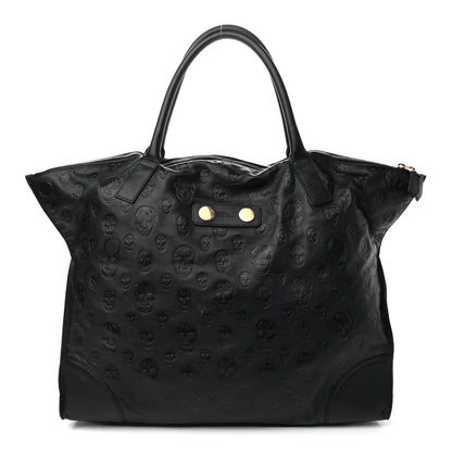 Alexander McQueen Calfskin Skull Embossed De Manta Tote Black 1 of 9