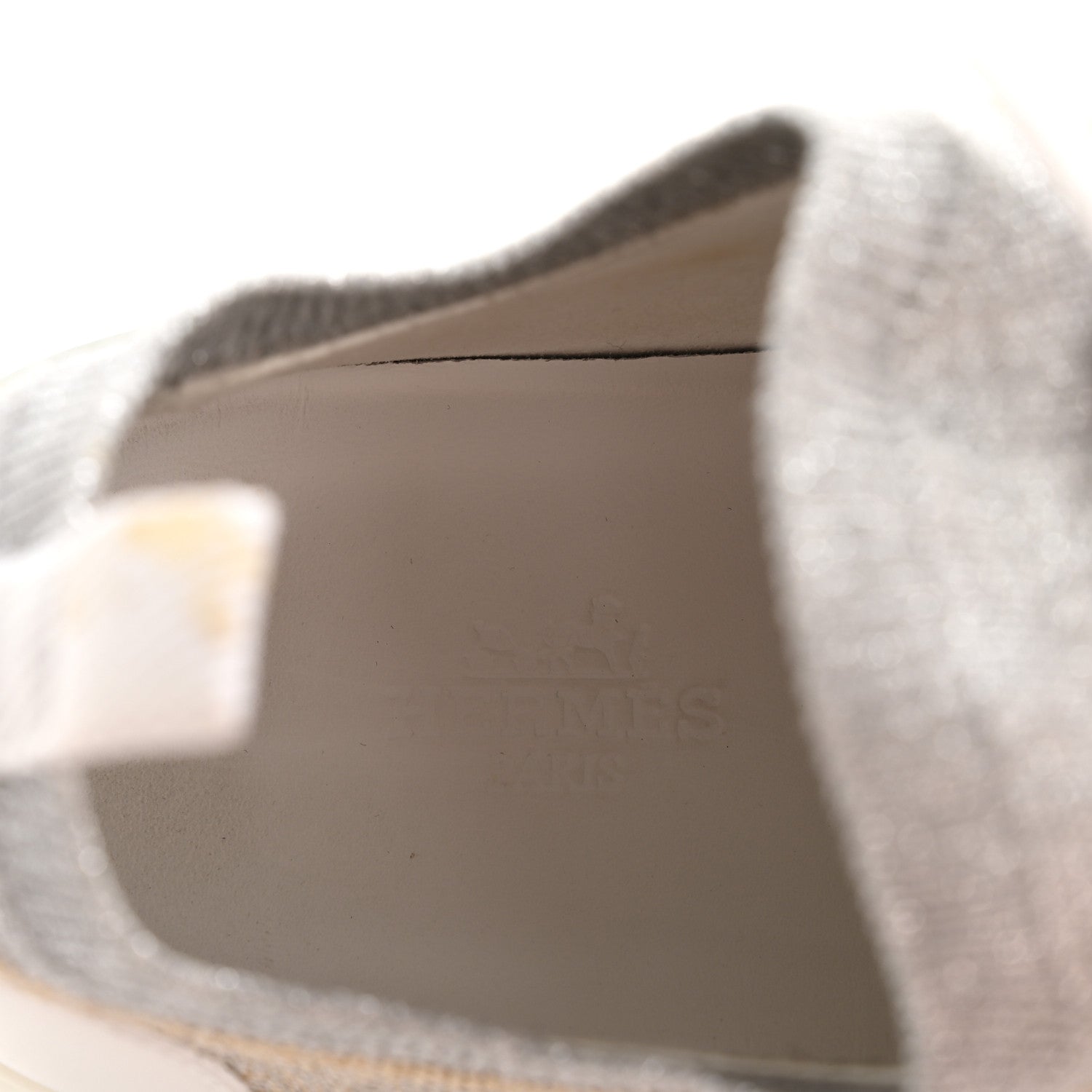 Hermes Metallic Knit Calfskin Suede Goatskin Bi-Color Womens Addict Sneakers 40 Multicolor Gris Argent 9 of 13