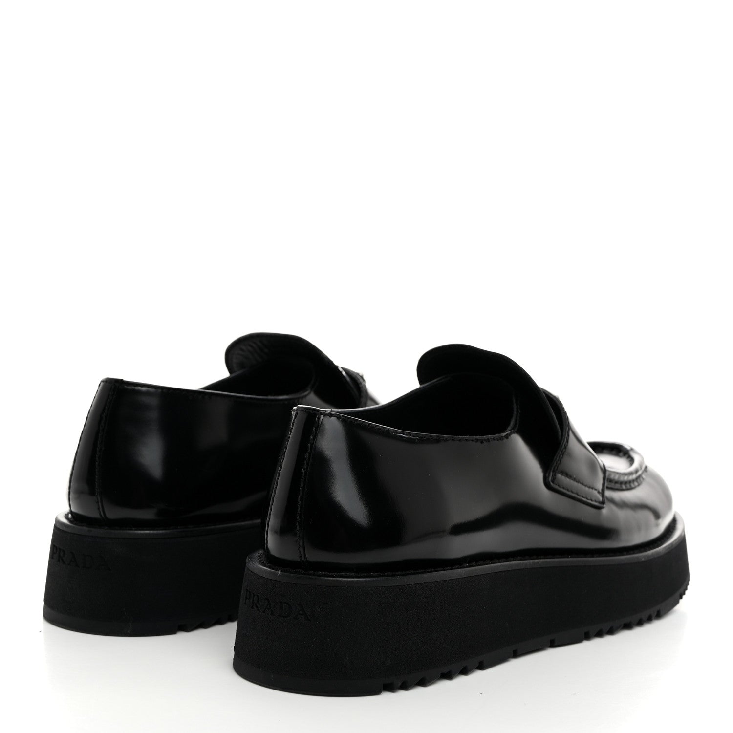 Prada Spazzolato Metal Triangle Logo Flatform 45mm Loafers 40 Black 4 of 9