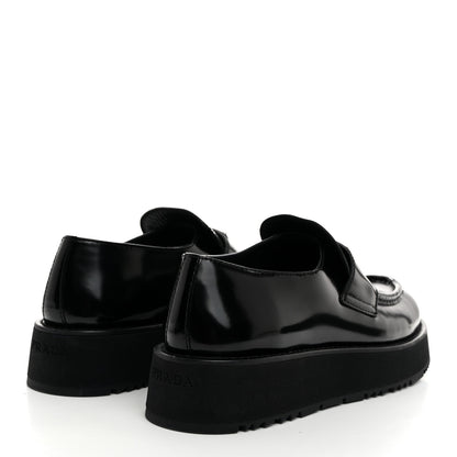 Prada Spazzolato Metal Triangle Logo Flatform 45mm Loafers 40 Black 4 of 9
