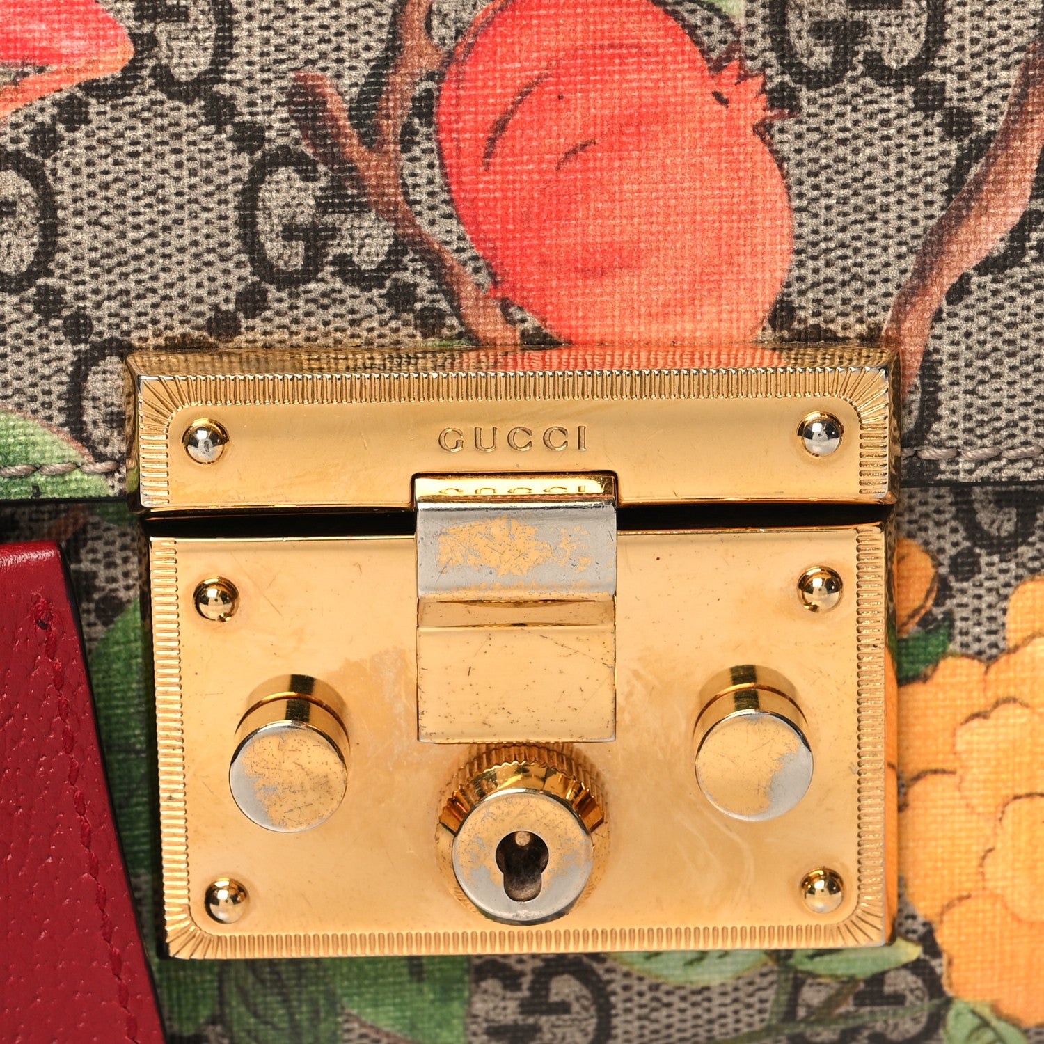 Gucci GG Supreme Monogram Tian Small Padlock Shoulder Bag Beige Multicolor New Acero 8 of 12