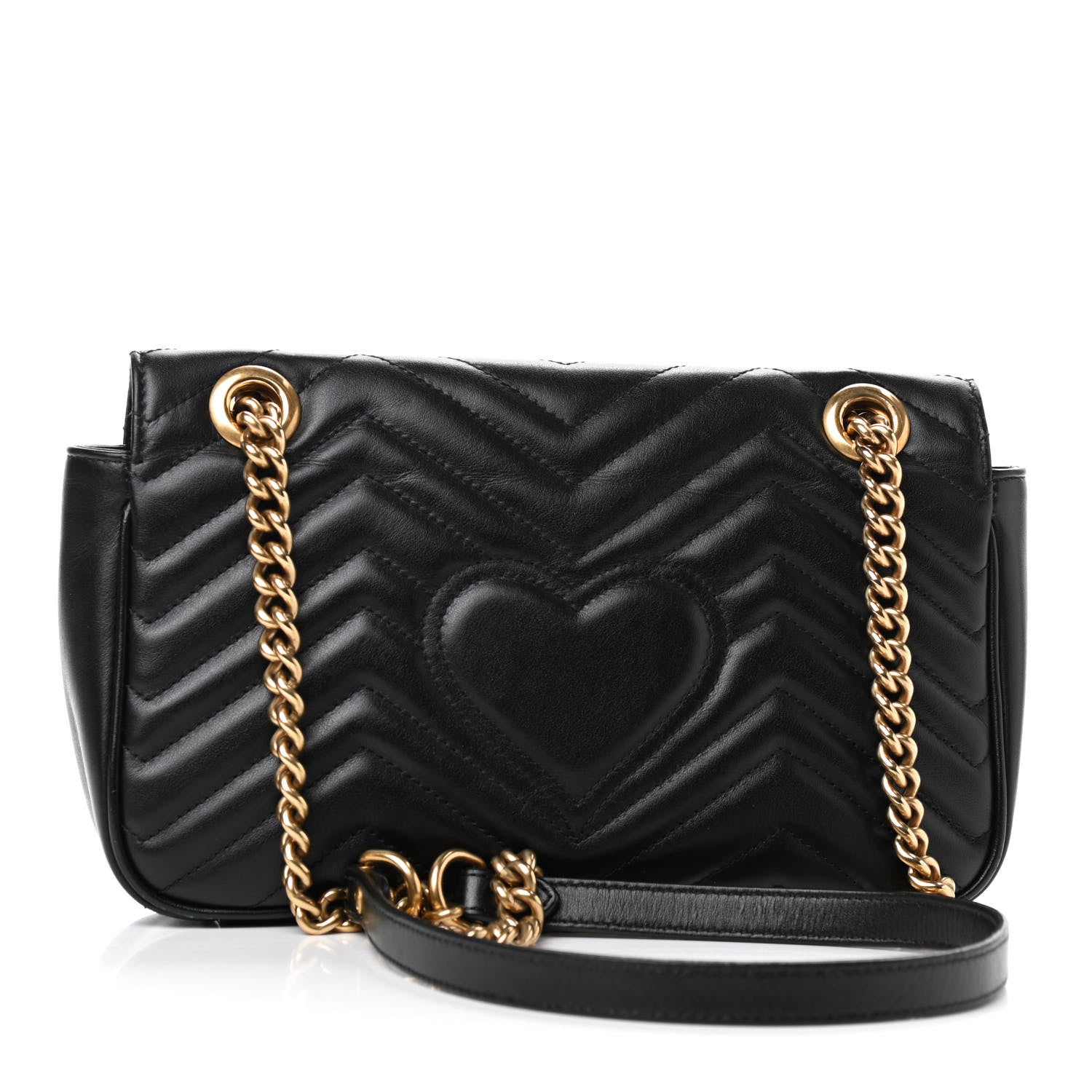 Gucci Calfskin Matelasse Small GG Marmont Shoulder Bag Black 3 of 12