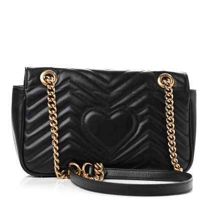 Gucci Calfskin Matelasse Small GG Marmont Shoulder Bag Black 3 of 12