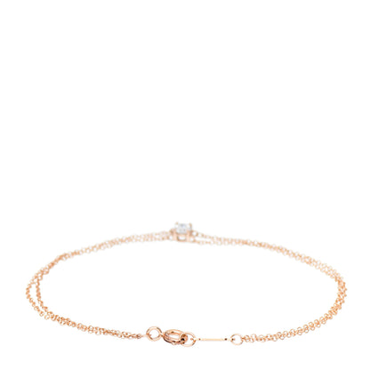 Tiffany 18K Rose Gold Diamond .17ct Solitaire Double Chain Bracelet 3 of 5