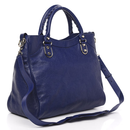 Balenciaga Chevre Gold Metallic Edge Hardware Velo Bleu Roi 4 of 9