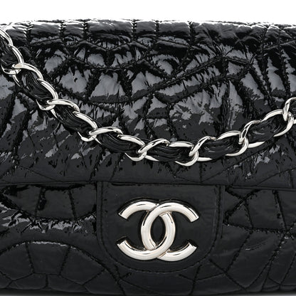 Chanel Vinyl Graphic Edge Flap Black 8 of 12
