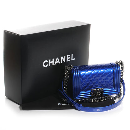Chanel Patent Metallic Small Boy Flap Blue 5 of 9