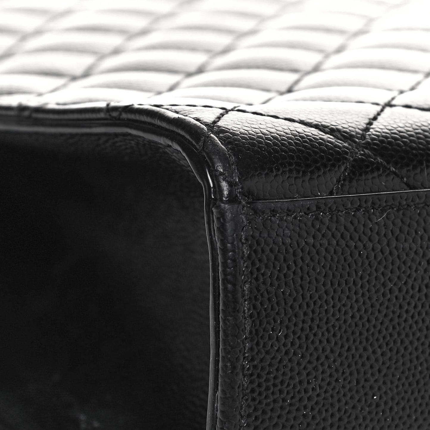 Grain De Poudre Textured Mixed Matelasse Large Triquilt Monogram Monochrome Satchel Black