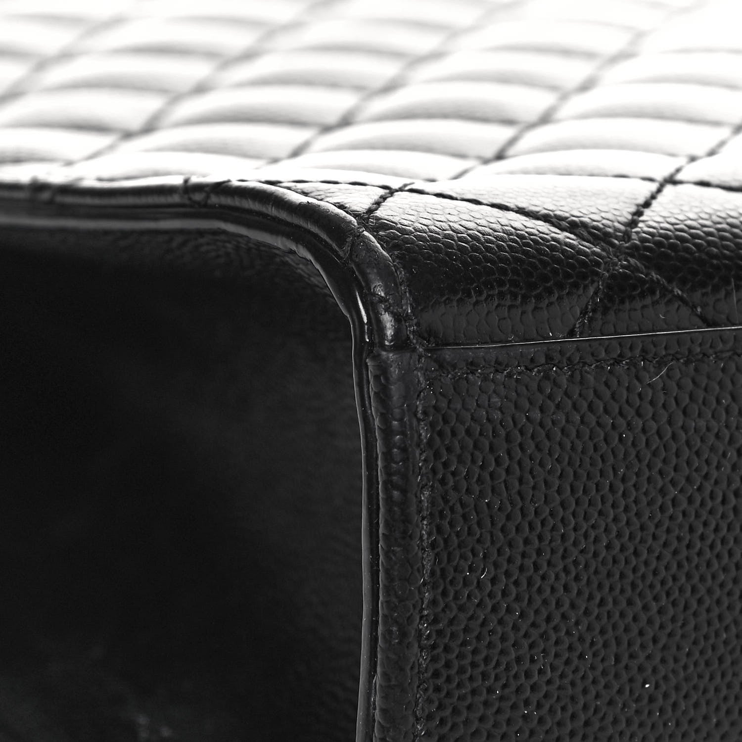 Saint Laurent Grain De Poudre Textured Mixed Matelasse Large Triquilt Monogram Monochrome Satchel Black 7 of 12