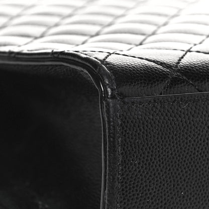 Saint Laurent Grain De Poudre Textured Mixed Matelasse Large Triquilt Monogram Monochrome Satchel Black 7 of 12