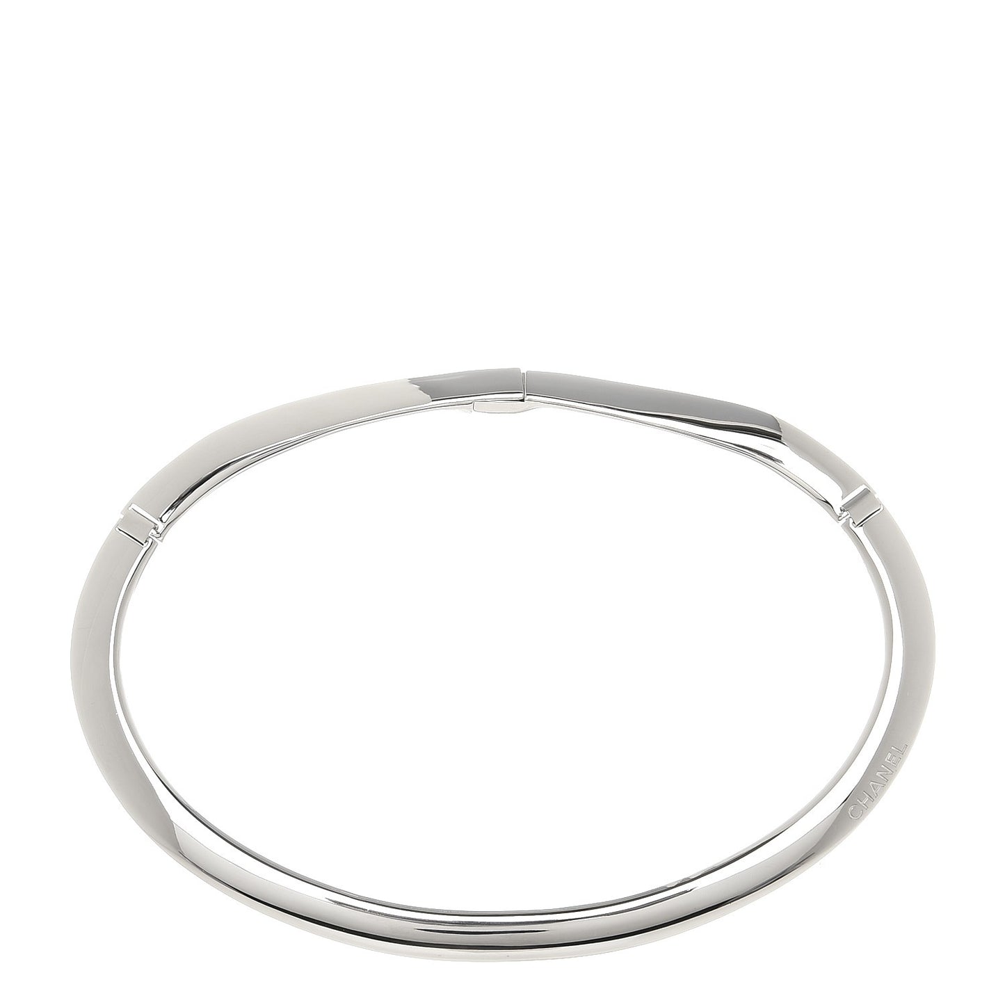 Metal CC Choker Necklace Silver