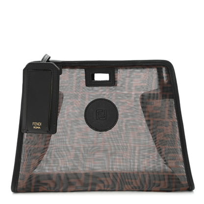 Fendi Mesh Vitello Century FF 1974 Mini Peekaboo Defender Cover Marrone Black Ebano 1 of 11