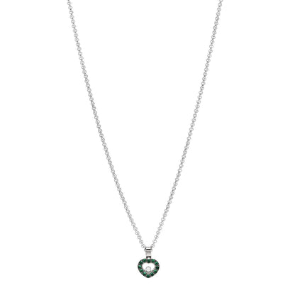 Chopard 18K White Gold Diamond Emerald Happy Heart Pendant Necklace Green 1 of 5