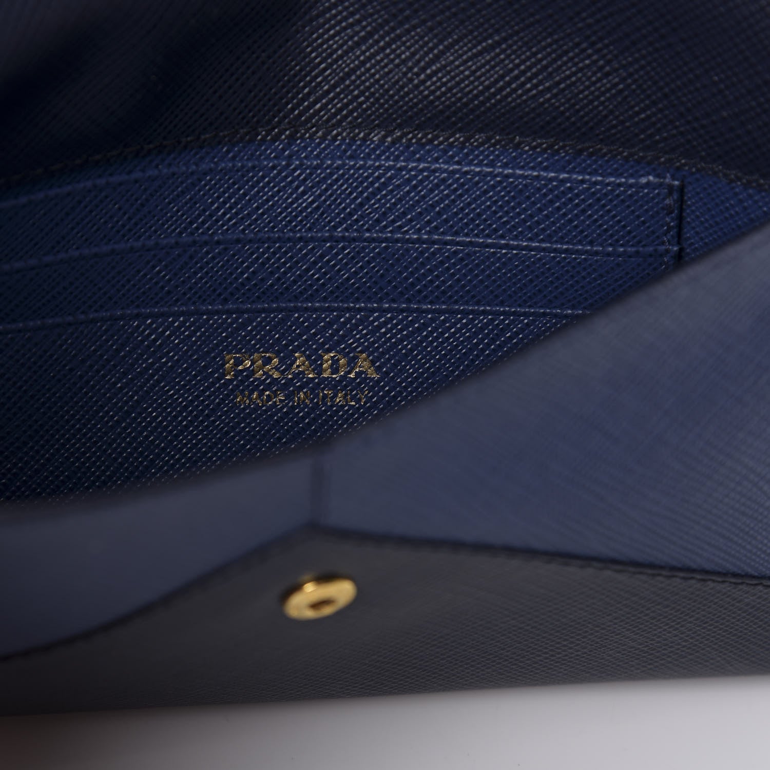 Prada Saffiano Bi-Color Envelope Wallet Baltico Bluette 6 of 7