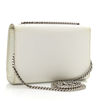 Saint Laurent Grain De Poudre Small Monogram Kate Satchel Icy White 2 of 10