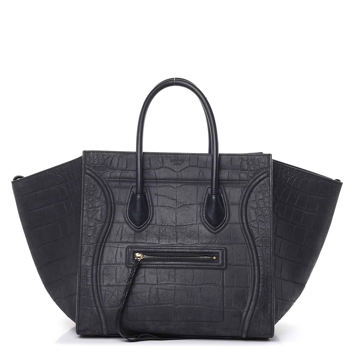 Crocodile Embossed Nubuck Medium Phantom Luggage Navy Blue