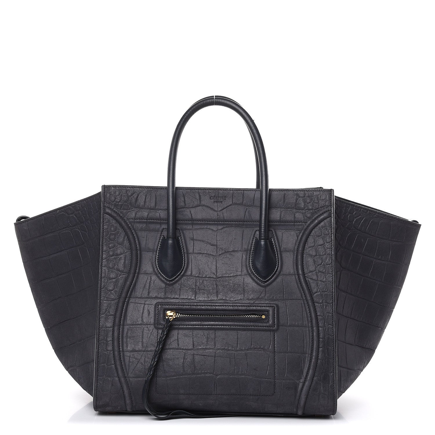 Celine Crocodile Embossed Nubuck Medium Phantom Luggage Navy Blue 1 of 18