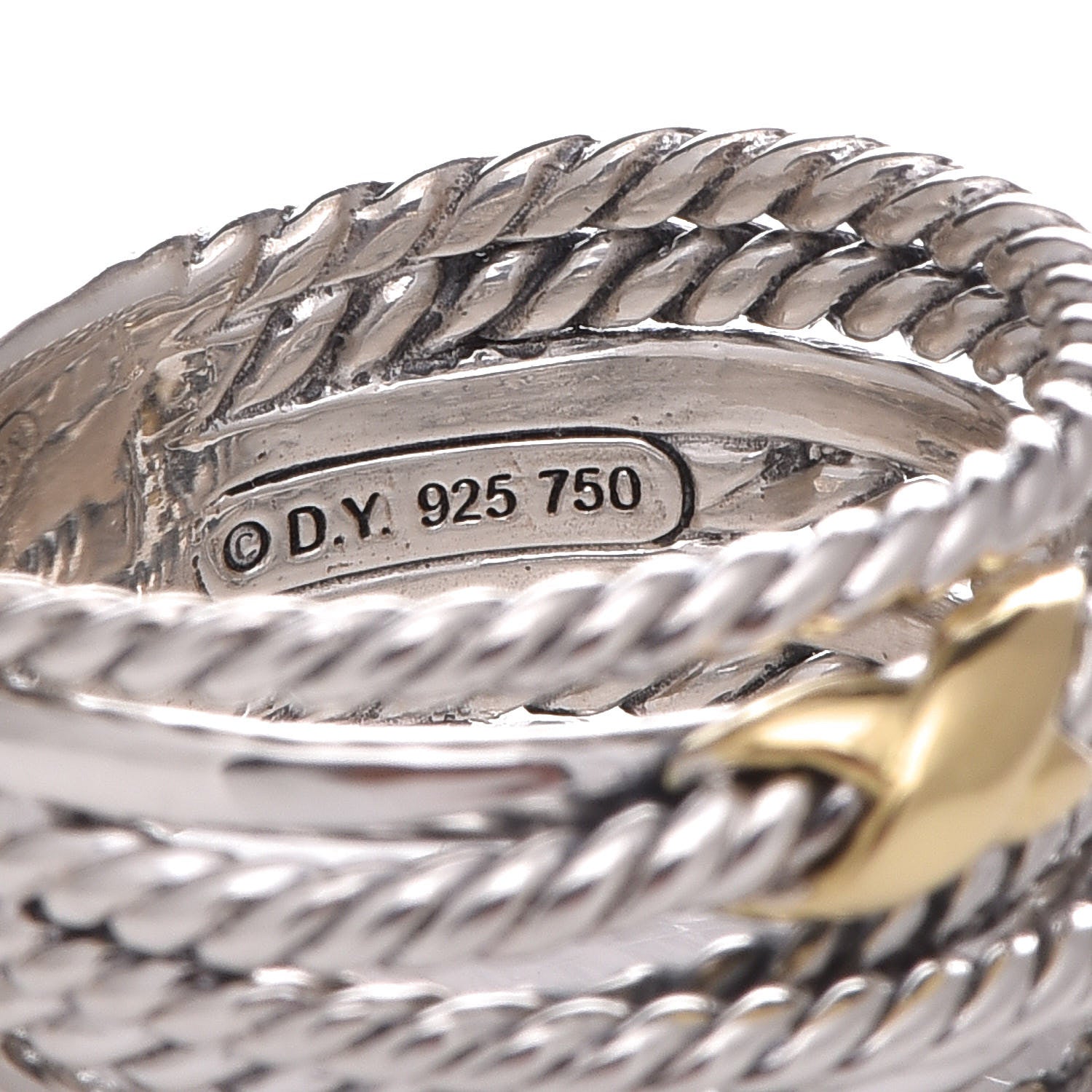 David Yurman Sterling Silver 18K Yellow Gold Double X Crossover Ring 52 6 4 of 4